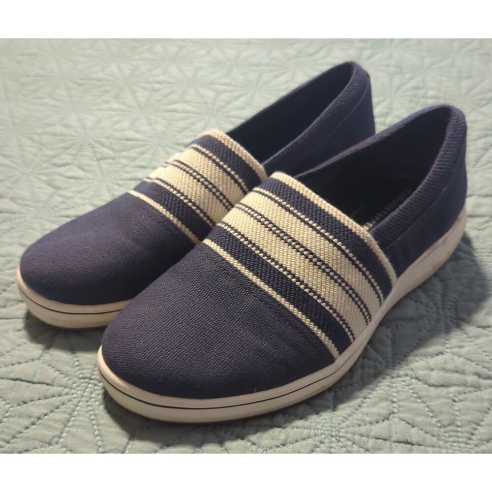 Clarks Women's Cloudsteppers BreezeSky Mist Sz 6 Washable Slip-Ons Navy Stretch - Picture 2 of 10